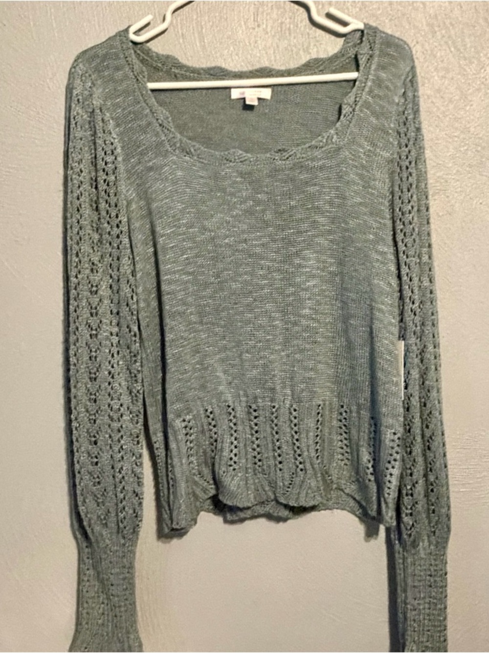 LC Lauren Conrad Sage Green Knit Scoop Neck Sweater